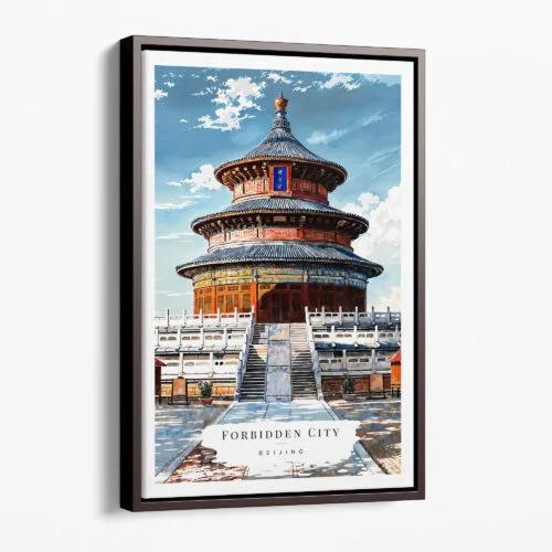 00 - Framed Beijing Forbidden City Watercolor Canvas Print - Portrait - Main.jpg
