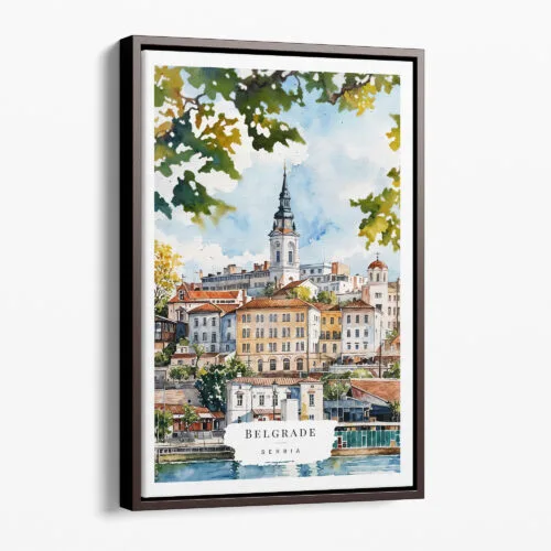 00 - Framed Belgrade Watercolor Canvas Print - Portrait - Main.jpg