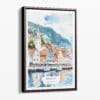 00 - Framed Bergen Norway Watercolor 1 Canvas Print - Portrait - Main.jpg