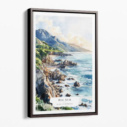 00 - Framed Big Sur California Watercolor Canvas Print - Portrait - Main.jpg