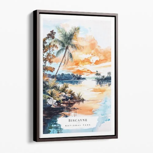 00 - Framed Biscayne National Park Watercolor Canvas Print - Portrait - Main.jpg