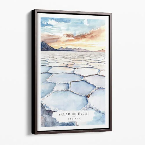 00 - Framed Bolivia Salar de Uyuni Watercolor Canvas Print - Portrait - Main.jpg