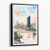 00 - Framed Brisbane Skyline Watercolor Canvas Print - Portrait - Main.jpg