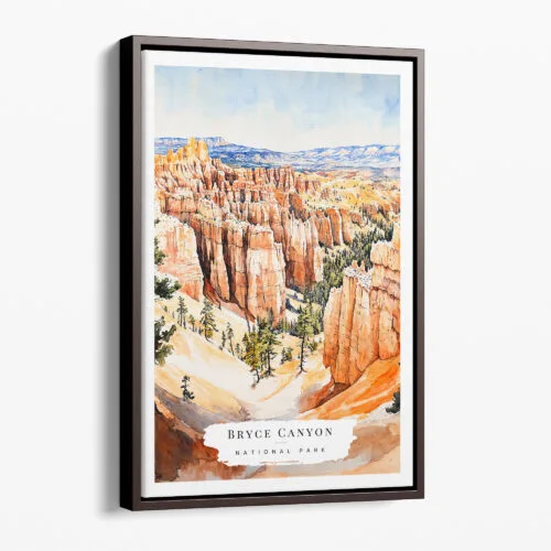 00 - Framed Bryce Canyon National Park Watercolor Canvas Print - Portrait - Main.jpg