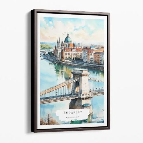 00 - Framed Budapest Hungary Watercolor Canvas Print - Portrait - Main.jpg