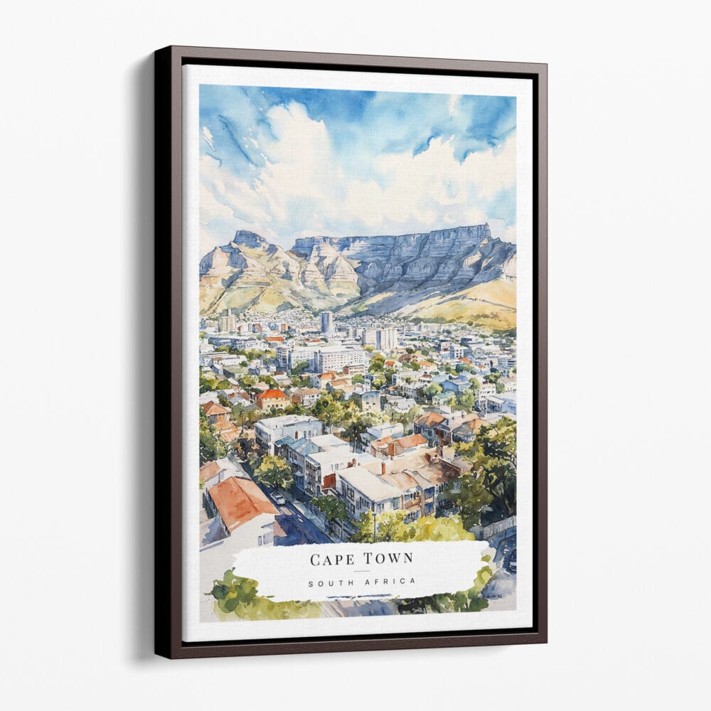00 - Framed Cape Town Watercolor Canvas Print - Portrait - Main.jpg