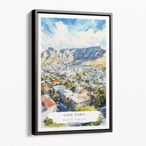00 - Framed Cape Town Watercolor Canvas Print - Portrait - Main.jpg