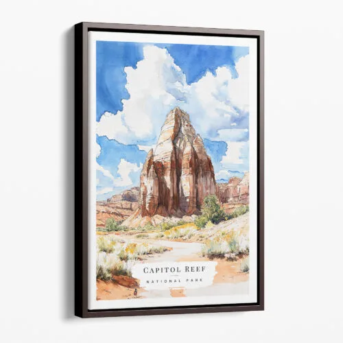 00 - Framed Capitol Reef National Park Watercolor Canvas Print - Portrait - Main.jpg
