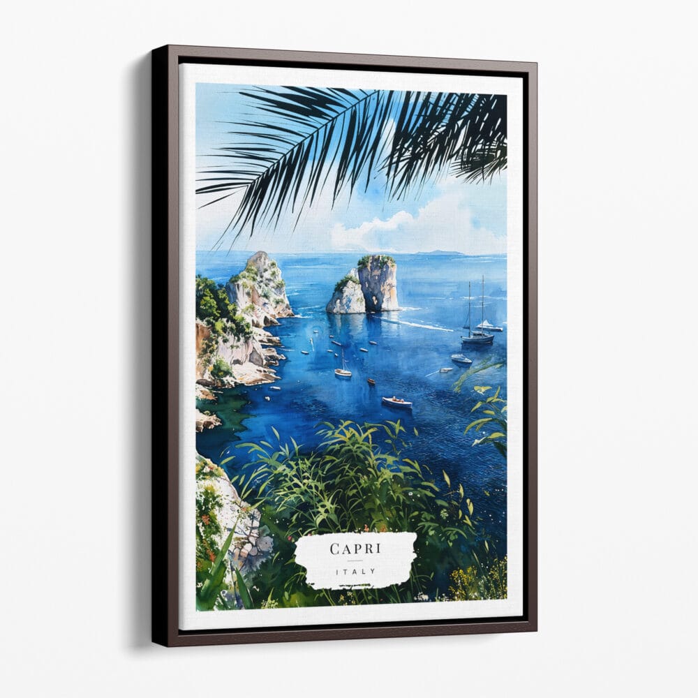 00 - Framed Capri Italy Watercolor Canvas Print - Portrait - Main.jpg