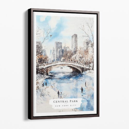 00 - Framed Central Park New York City Watercolor Canvas Print - Portrait - Main.jpg