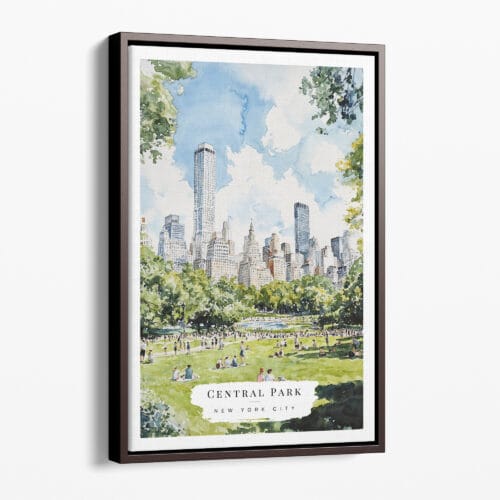 00 - Framed Central Park New York Watercolor Canvas Print - Portrait - Main.jpg