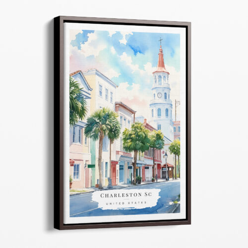 00 - Framed Charleston SC Watercolor Canvas Print - Portrait - Main.jpg