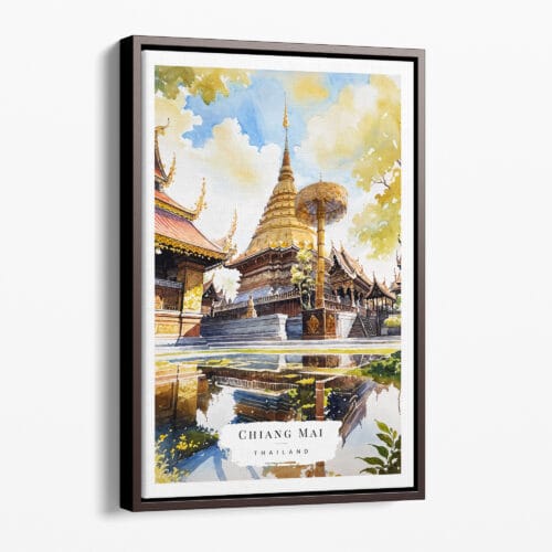 00 - Framed Chiang Mai Doi Suthep Watercolor Canvas Print - Portrait - Main.jpg