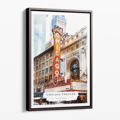 00 - Framed Chicago Theater Watercolor Canvas Print - Portrait - Main.jpg