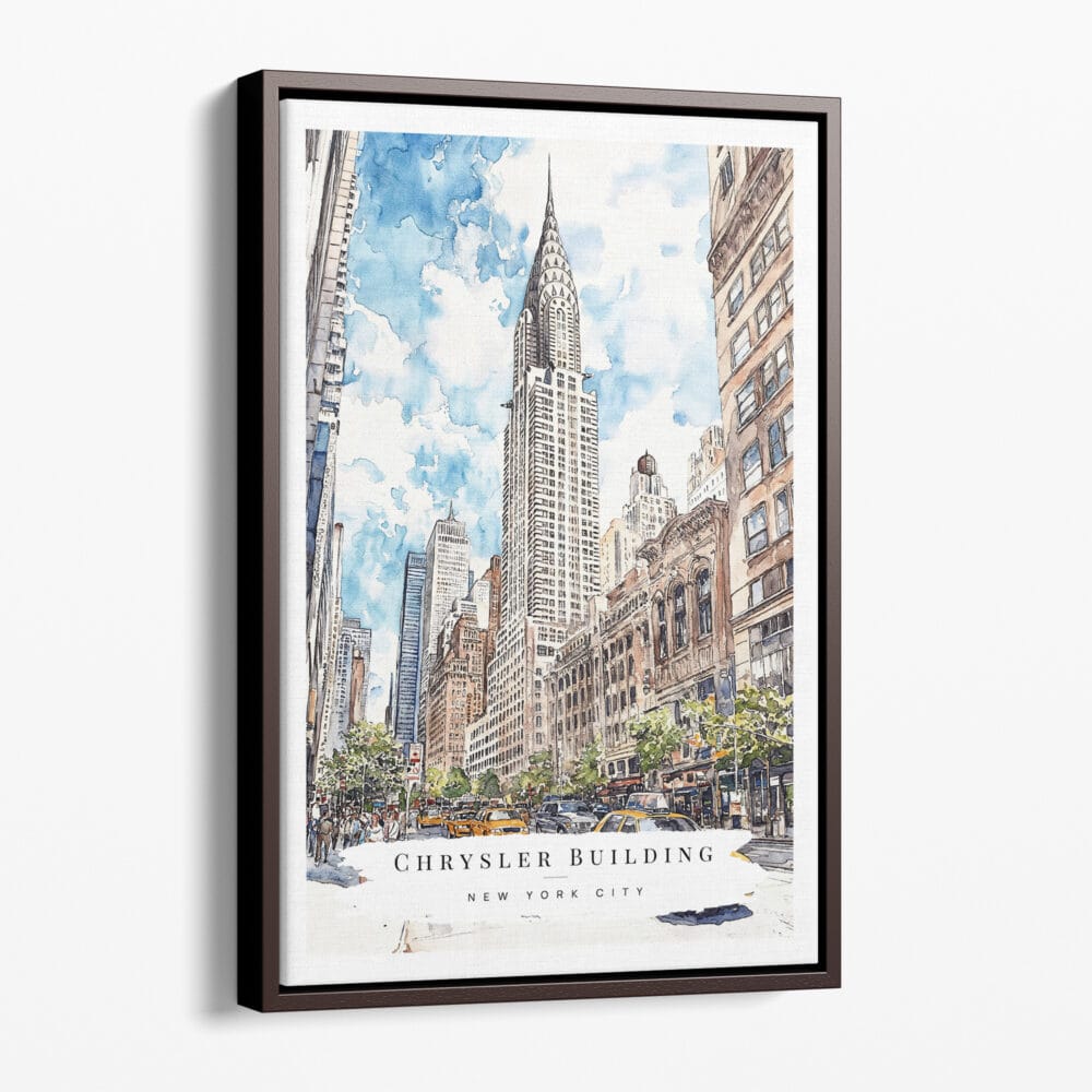 00 - Framed Chrysler Building - Watercolor Canvas Print - Portrait - Main.jpg
