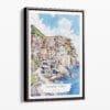 00 - Framed Cinque Terre Watercolor Canvas Print - Portrait - Main.jpg