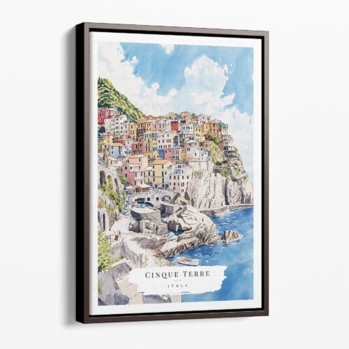 00 - Framed Cinque Terre Watercolor Canvas Print - Portrait - Main.jpg