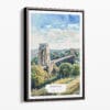 00 - Framed Clifton Bridge Bristol Watercolor Canvas Print - Portrait - Main.jpg