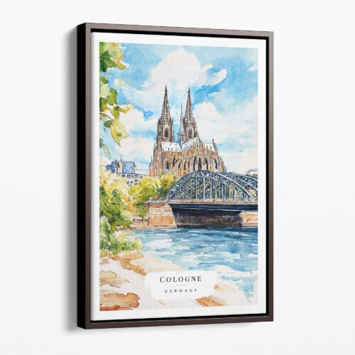 00 - Framed Cologne Cathedral Watercolor Canvas Print - Portrait - Main.jpg