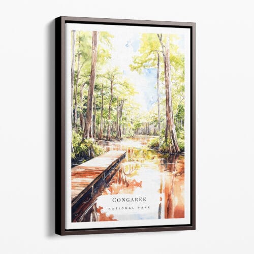 00 - Framed Congaree National Park Watercolor Canvas Print - Portrait - Main.jpg
