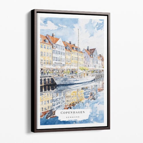 00 - Framed Copenhagen Denmark Watercolor Canvas Print - Portrait - Main.jpg
