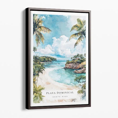 00 - Framed Costa Rica Playa Dominical Watercolor Canvas Print - Portrait - Main.jpg