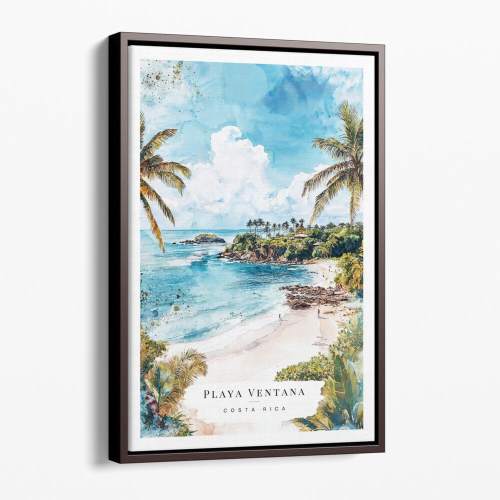 00 - Framed Costa Rica Playa Ventana Watercolor Canvas Print - Portrait - Main.jpg