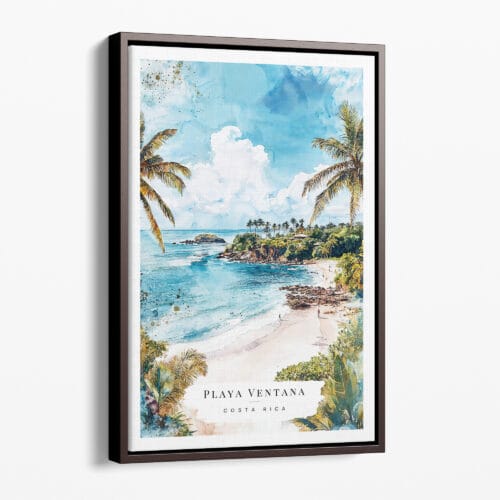 00 - Framed Costa Rica Playa Ventana Watercolor Canvas Print - Portrait - Main.jpg