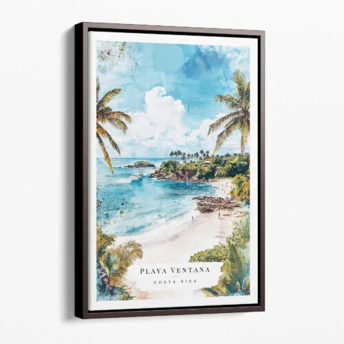 00 - Framed Costa Rica Playa Ventana Watercolor Canvas Print - Portrait - Main.jpg