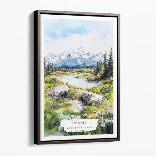 00 - Framed Denali National Park Watercolor Canvas Print - Portrait - Main.jpg
