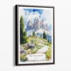 00 - Framed Dolomites Hiking Watercolor Canvas Print - Portrait - Main.jpg
