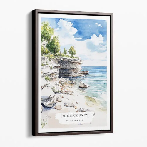00 - Framed Door County Watercolor Canvas Print - Portrait - Main.jpg