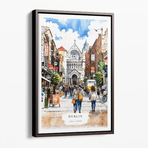 00 - Framed Dublin Ireland Watercolor Canvas Print - Portrait - Main.jpg