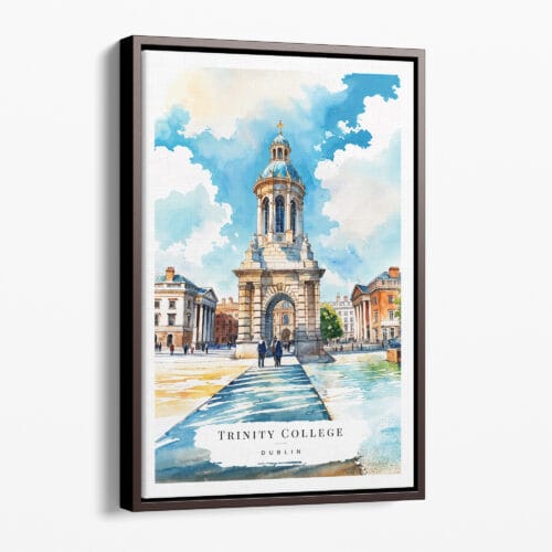 00 - Framed Dublin Trinity College Watercolor Canvas Print - Portrait - Main.jpg