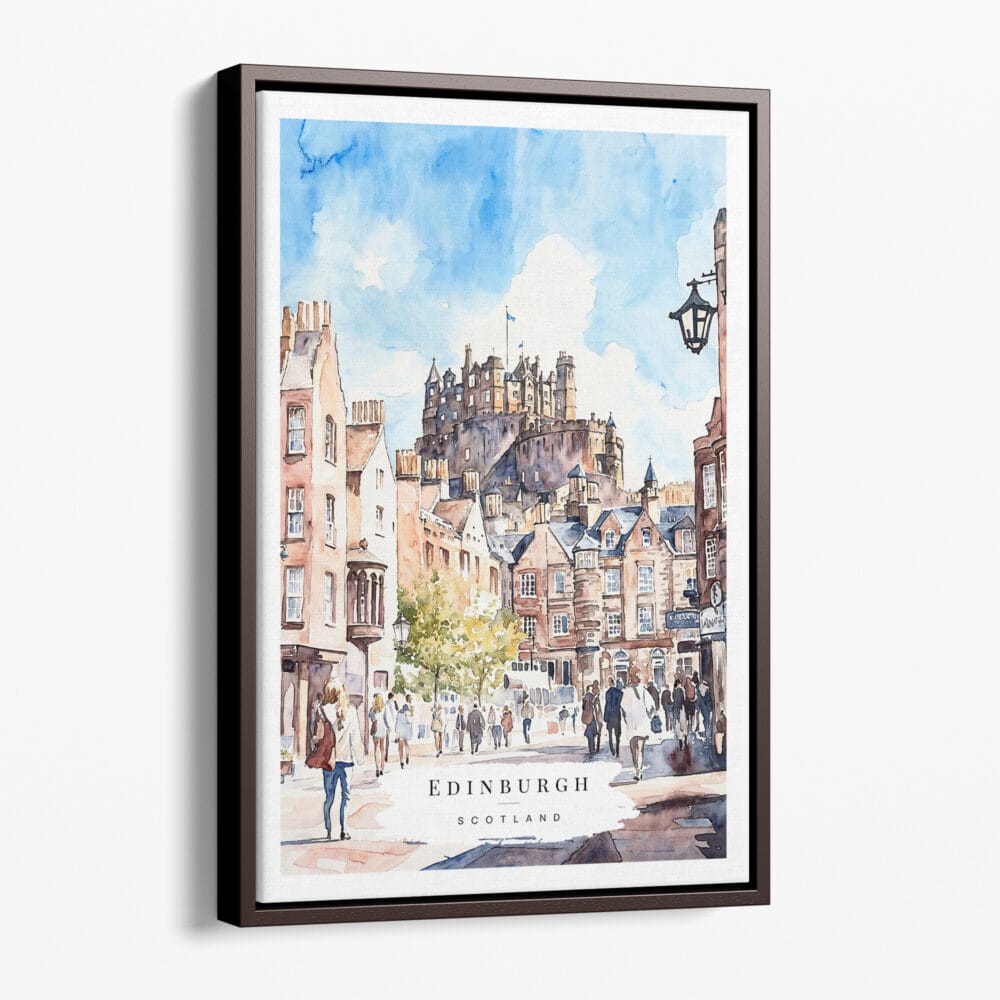 00 - Framed Edinburgh - Watercolor Canvas Print - Portrait - Main.jpg
