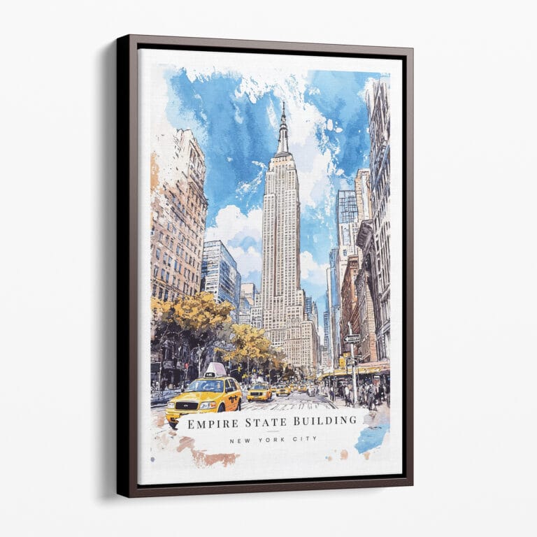 00 - Framed Empire State Building - Watercolor Canvas Print - Portrait - Main.jpg