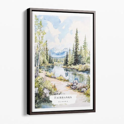 00 - Framed Fairbanks Alaska Watercolor Canvas Print - Portrait - Main.jpg