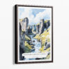 00 - Framed Fjadrargljufur Canyon Watercolor Canvas Print - Portrait - Main.jpg