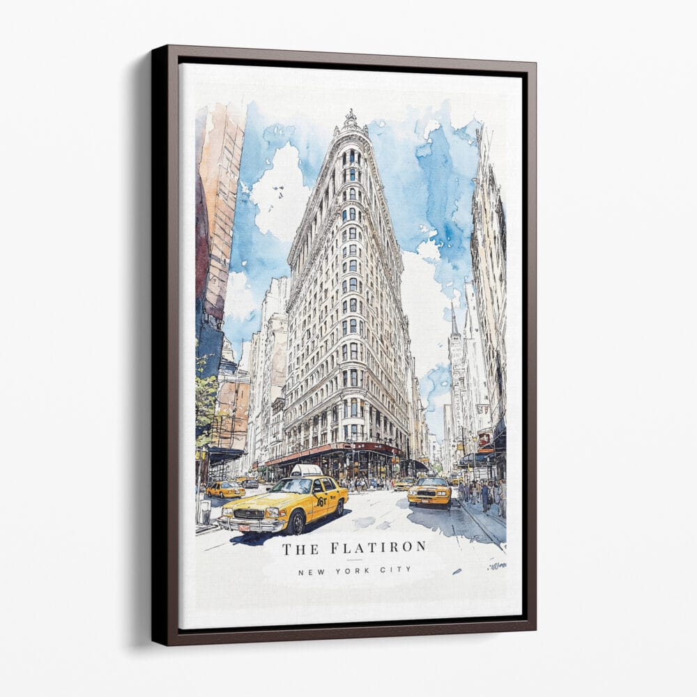 00 - Framed Flatiron - Watercolor Canvas Print - Portrait - Main.jpg