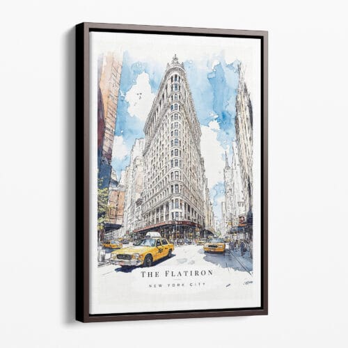 00 - Framed Flatiron - Watercolor Canvas Print - Portrait - Main.jpg