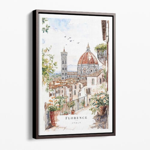 00 - Framed Florence Cathedral - Watercolor Canvas Print - Portrait - Main.jpg