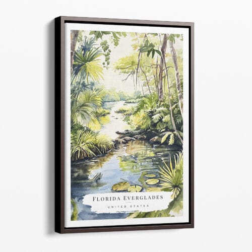 00 - Framed Florida Everglades Watercolor 2 Canvas Print - Portrait - Main.jpg