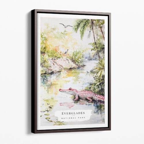 00 - Framed Florida Everglades Watercolor Canvas Print - Portrait - Main.jpg