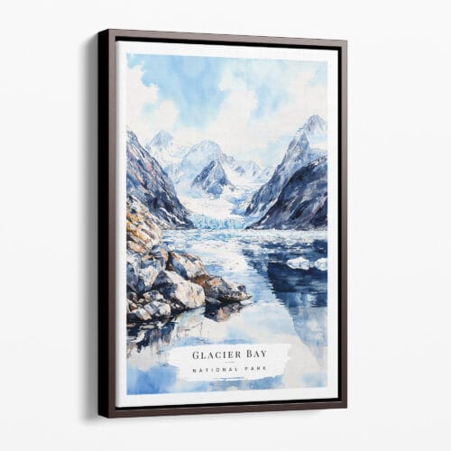 00 - Framed Glacier Bay National Park Watercolor Canvas Print - Portrait - Main.jpg