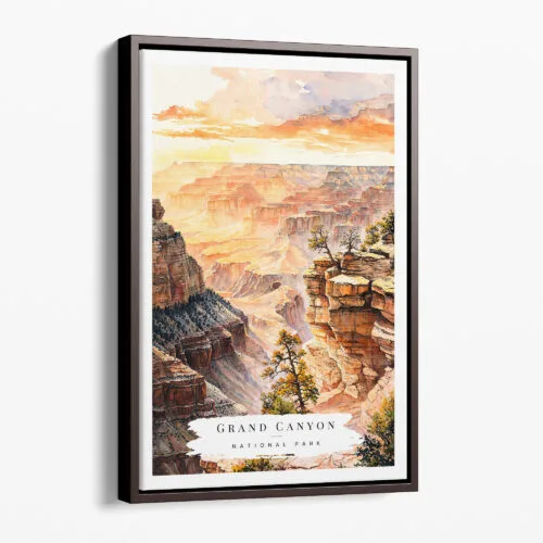 00 - Framed Grand Canyon National Park Watercolor Canvas Print - Portrait - Main.jpg