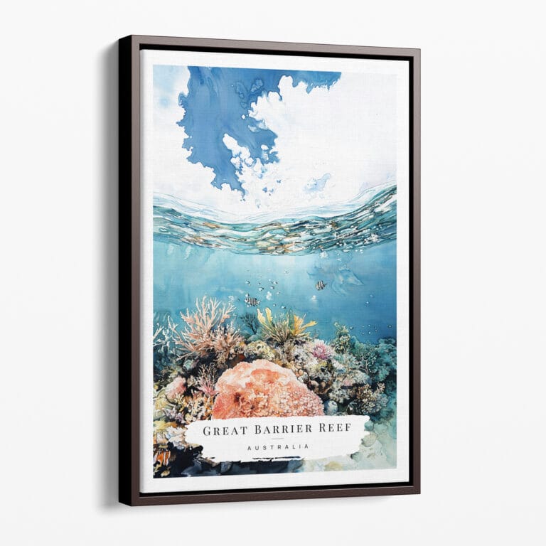 00 - Framed Great Barrier Reef Watercolor Canvas Print - Portrait - Main.jpg
