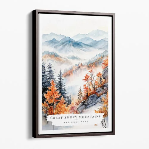 00 - Framed Great Smoky Mountains National Park Watercolor Canvas Print - Portrait - Main.jpg