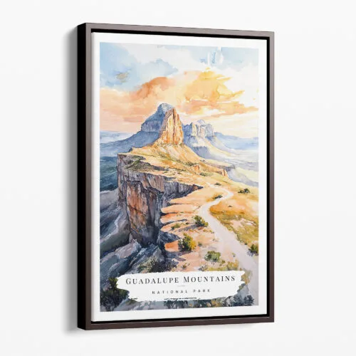 00 - Framed Guadalupe Mountains National Park Watercolor Canvas Print - Portrait - Main.jpg