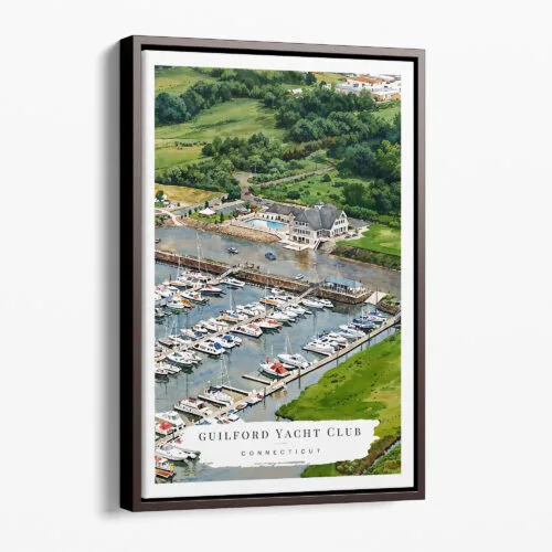 00 - Framed Guilford Connecticut Yacht Club Watercolor Canvas Print - Portrait - Main.jpg