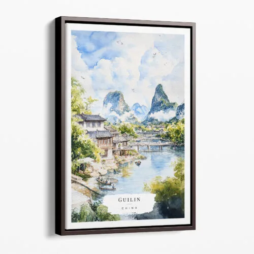 00 - Framed Guilin China Watercolor Canvas Print - Portrait - Main.jpg